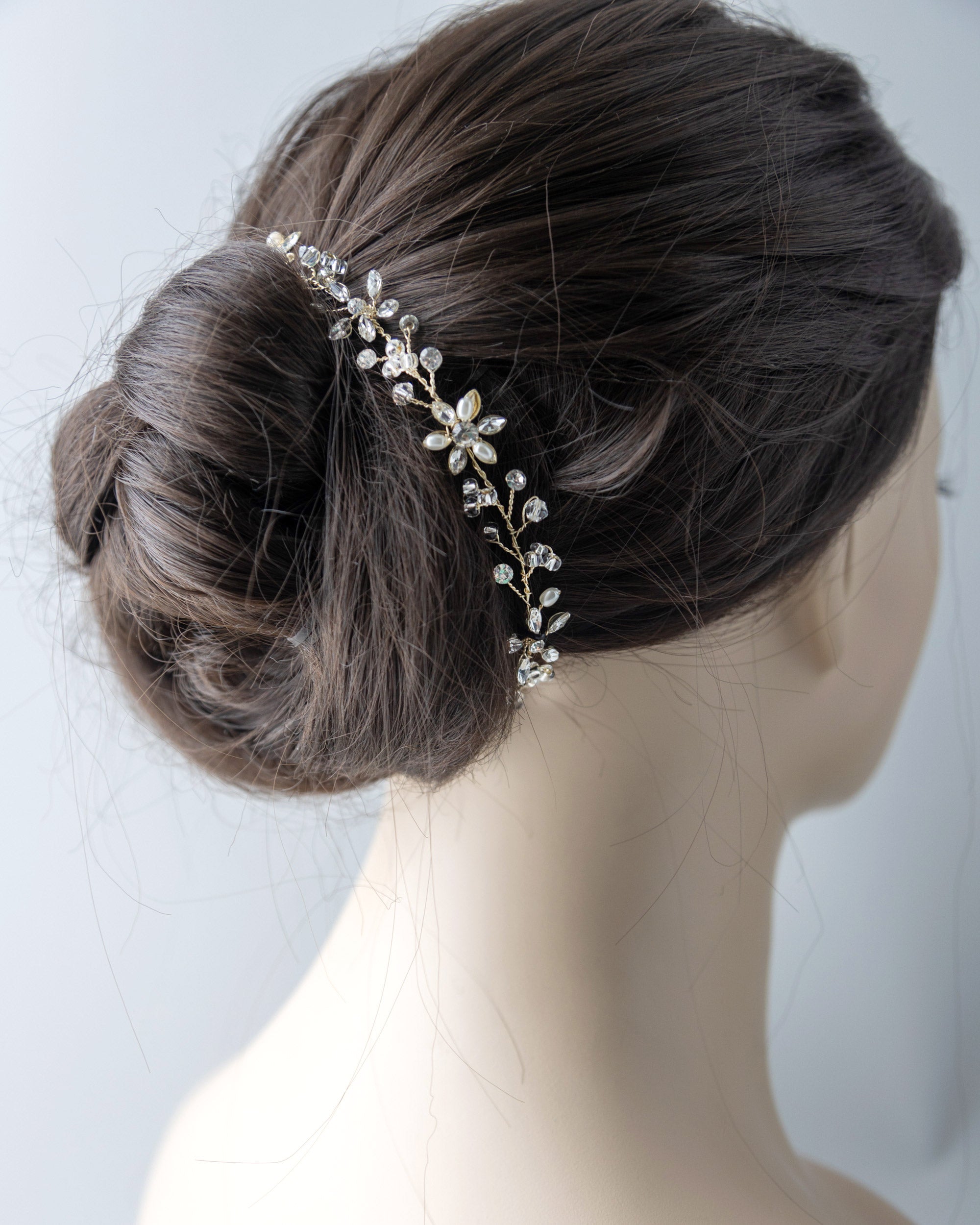 Bridal Headpiece of Pearl and Marquise Flowers