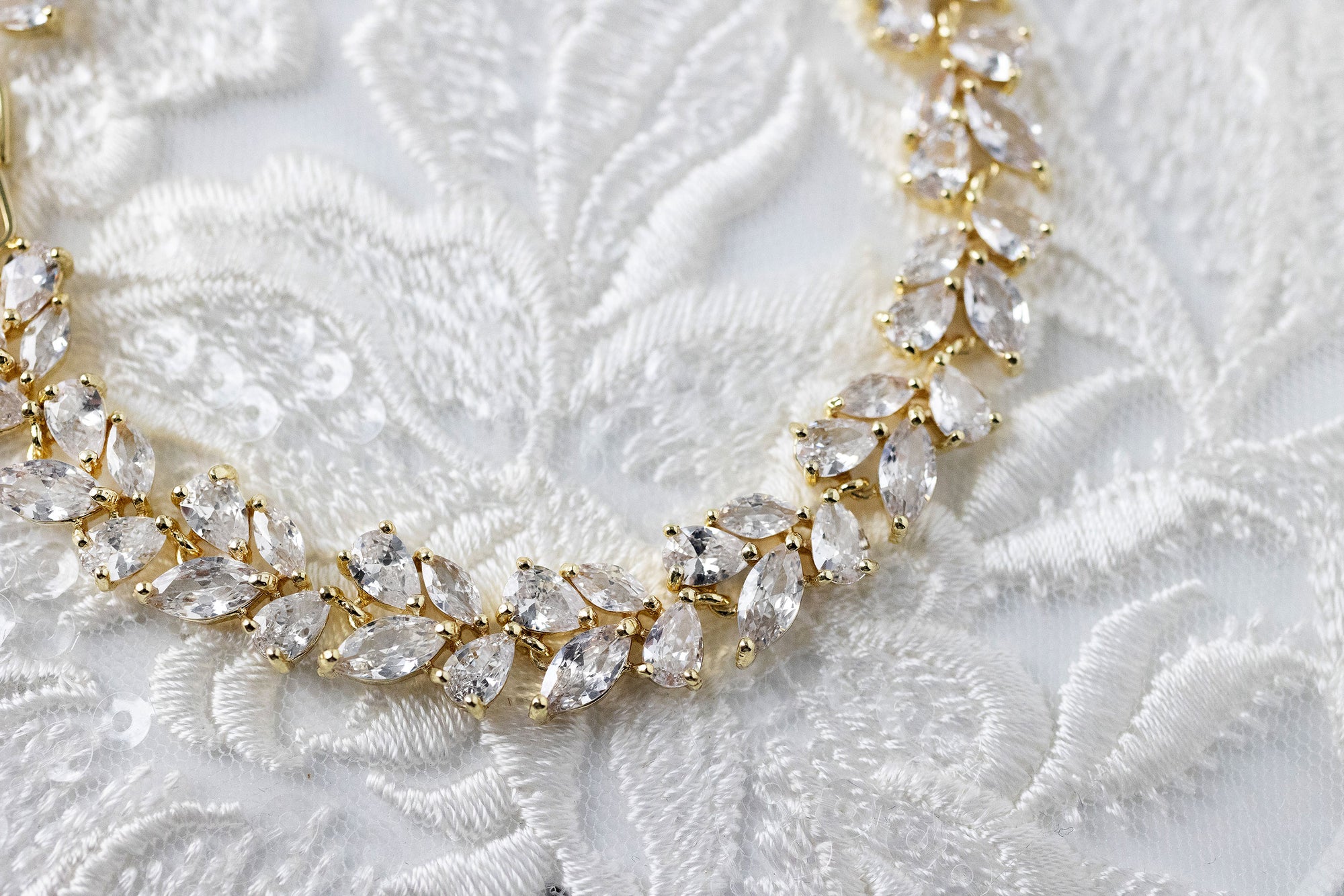 Marquise Leaf and Pear CZ Bracelet Gold