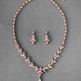 Marquise Leaf Bridal Necklace and Earrings Adjustable Set - Necklace Set - Cassandra Lynne