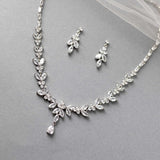 Marquise Leaf Bridal Necklace and Earrings - Necklace Set - Cassandra Lynne
