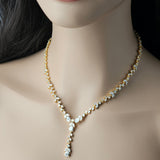 Marquise Vine and Pear Drop CZ Necklace Set - Necklace Set - Cassandra Lynne