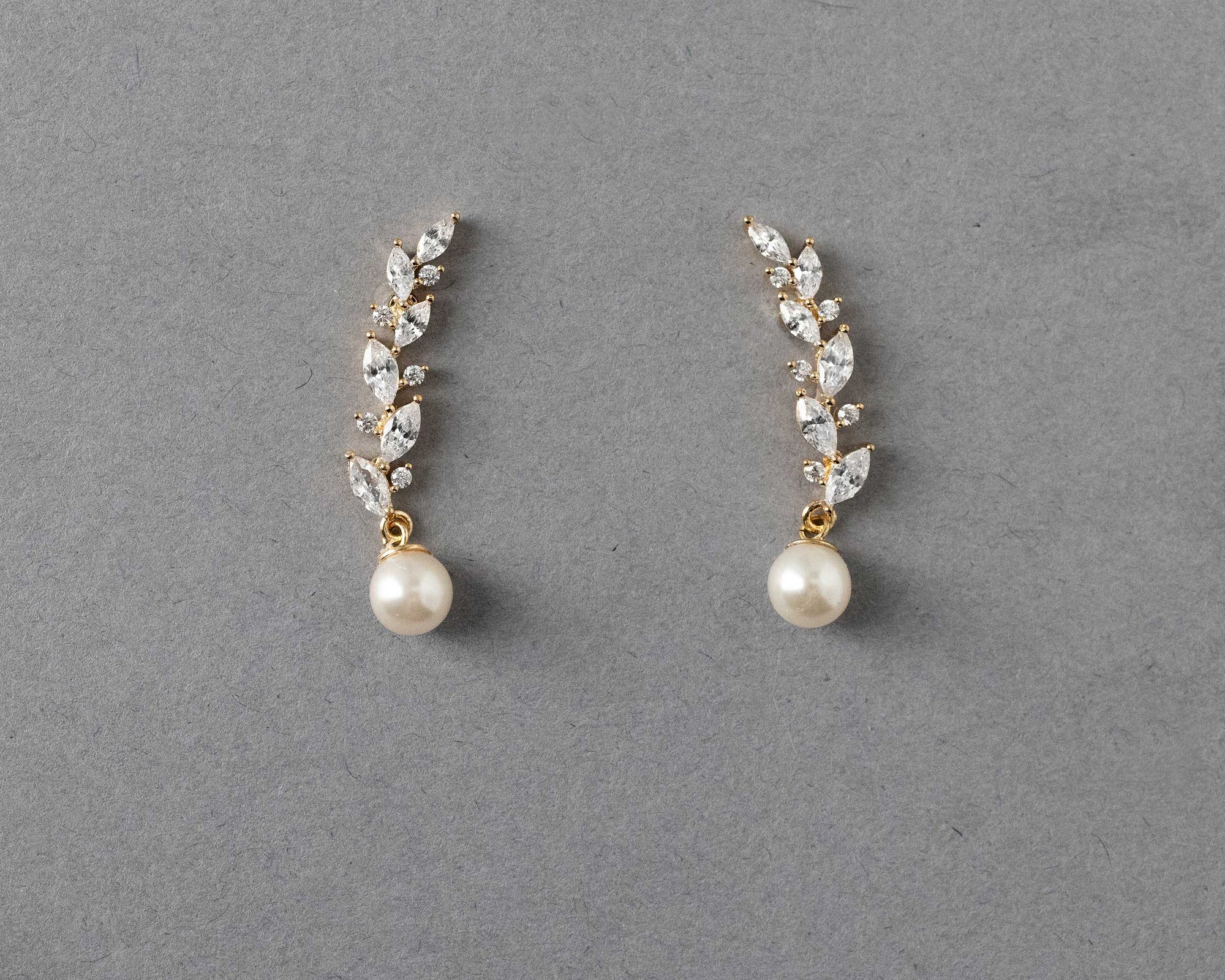 Feather Vine Pearl Drop Earrings