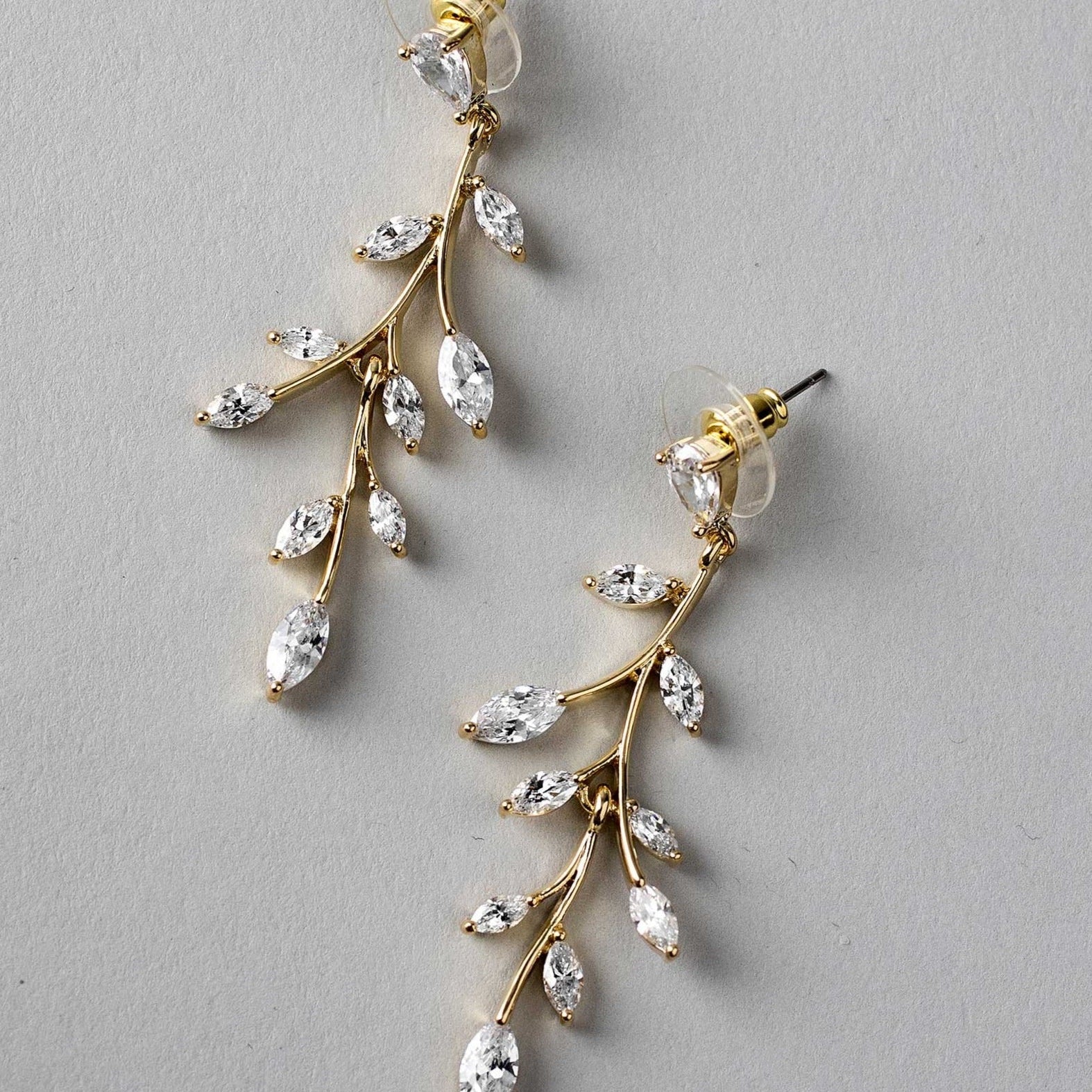 Marquise Wispy Vine CZ Bridal Earrings - Earrings - Cassandra Lynne