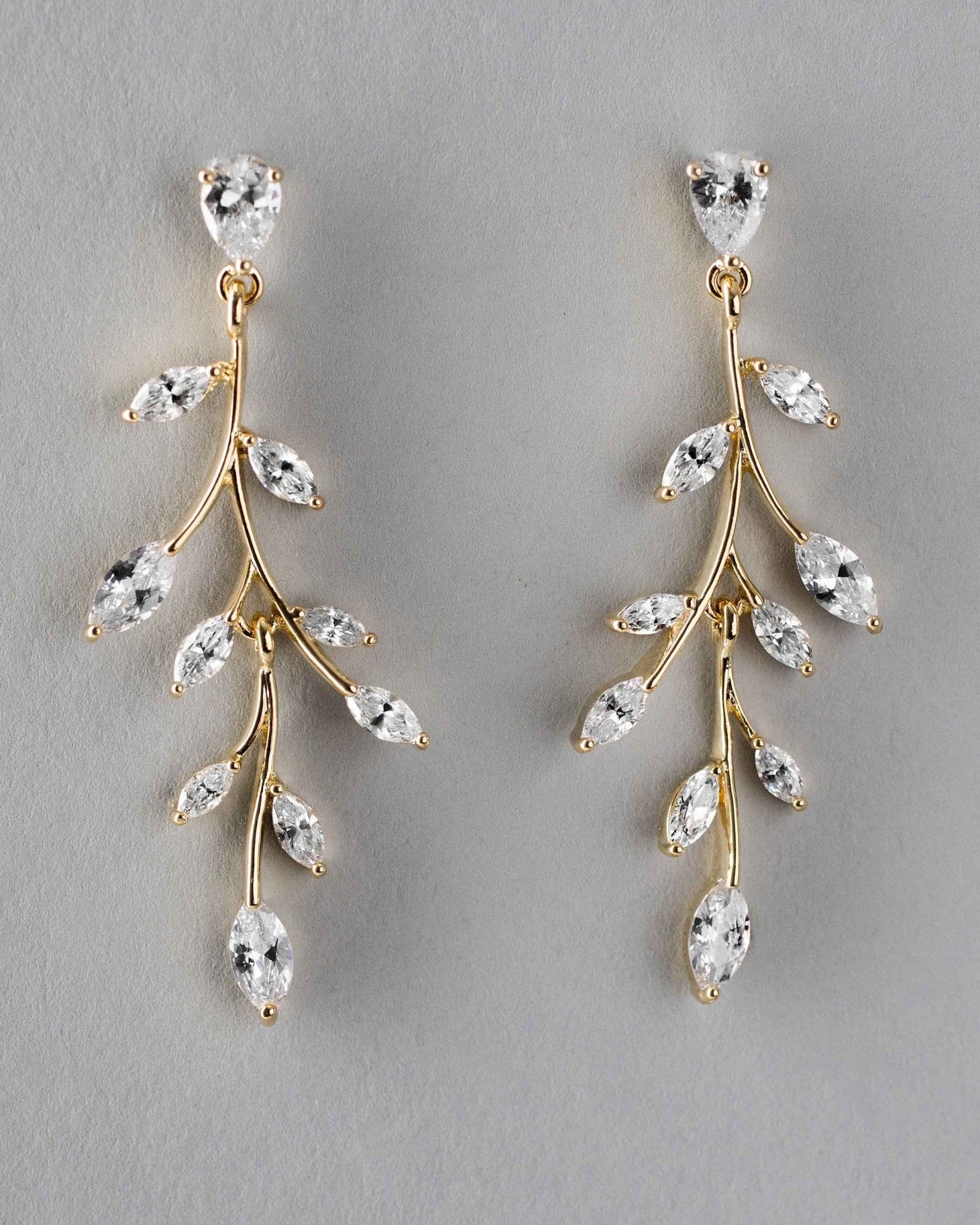 Marquise Wispy Vine CZ Bridal Earrings - Earrings - Cassandra Lynne