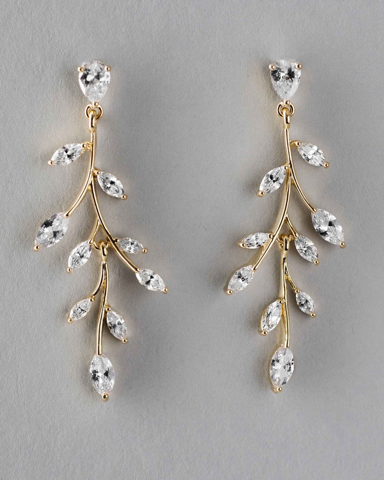 Marquise Wispy Vine CZ Bridal Earrings - Earrings - Cassandra Lynne