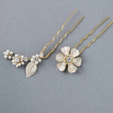 Matte Gold Flower Hair Pin Set for the Bride - Hair Pins - Cassandra Lynne