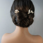 Matte Gold Flower Hair Pin Set for the Bride - Hair Pins - Cassandra Lynne