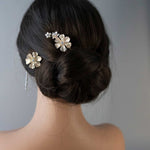 Matte Gold Flower Hair Pin Set - Hair Pins - Cassandra Lynne