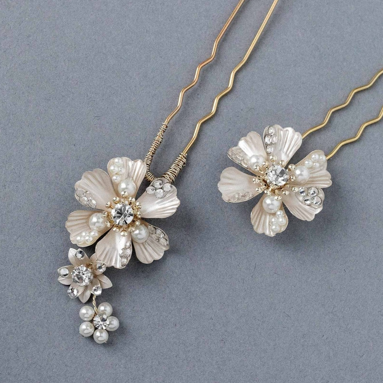 Matte Gold Flower Hair Pin Set - Hair Pins - Cassandra Lynne