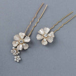 Matte Gold Flower Hair Pin Set - Hair Pins - Cassandra Lynne