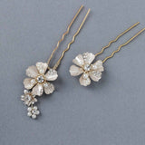 Matte Gold Flower Hair Pin Set - Hair Pins - Cassandra Lynne