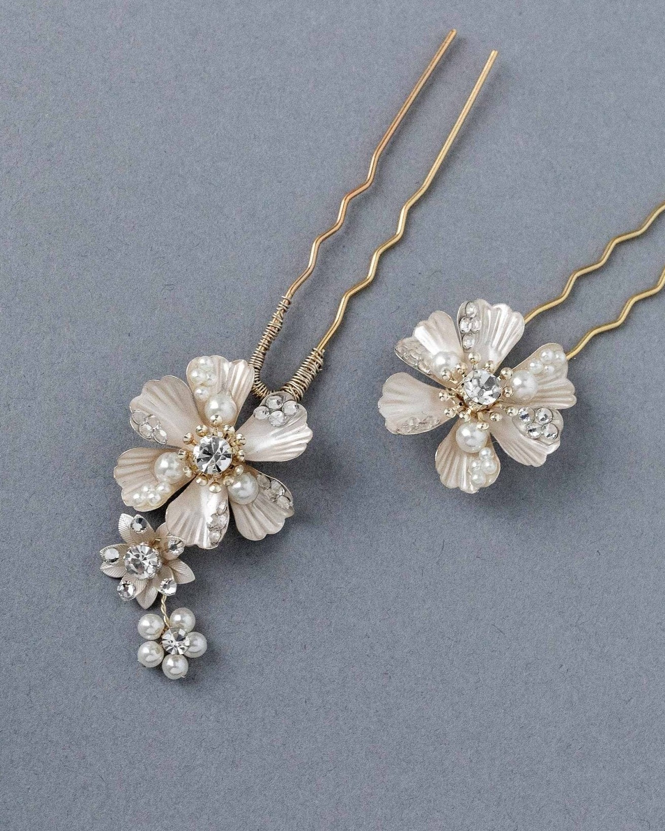 Matte Gold Flower Hair Pin Set - Hair Pins - Cassandra Lynne