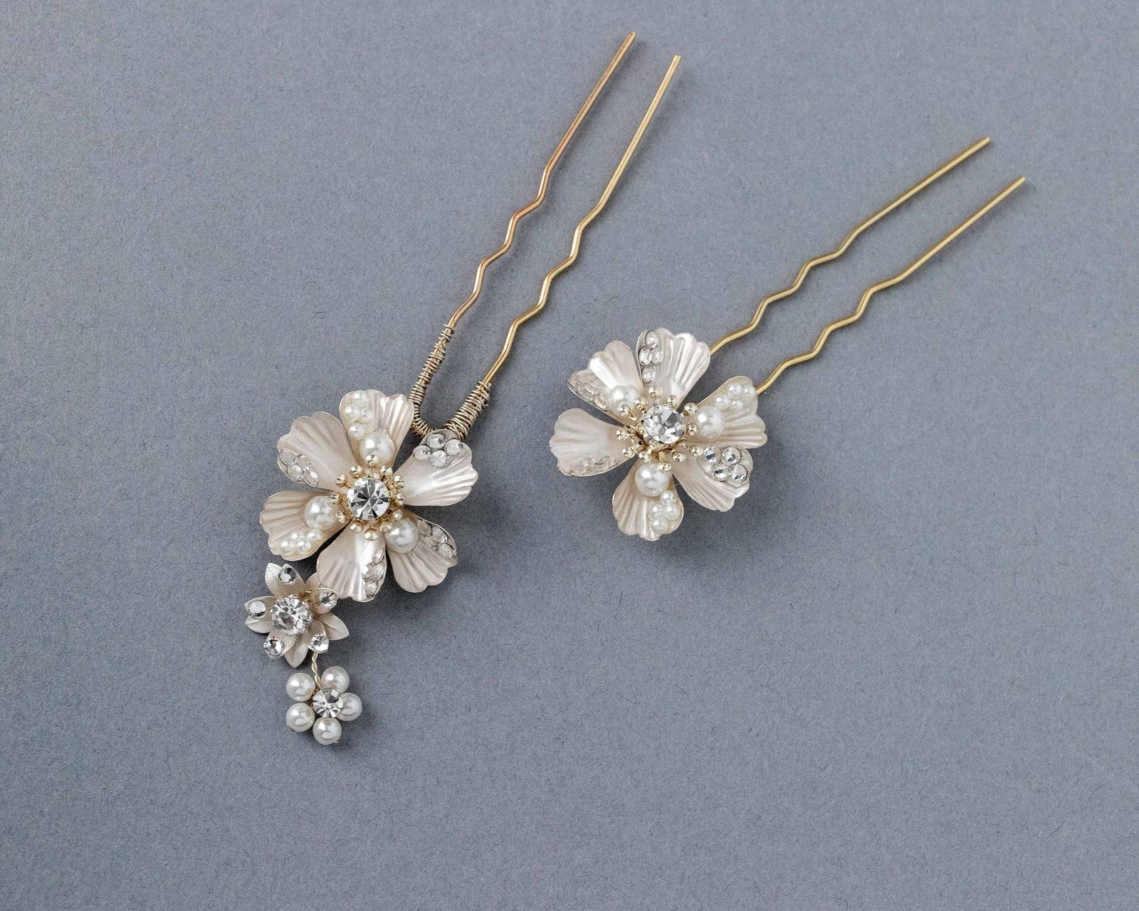 Matte Gold Flower Hair Pin Set - Hair Pins - Cassandra Lynne