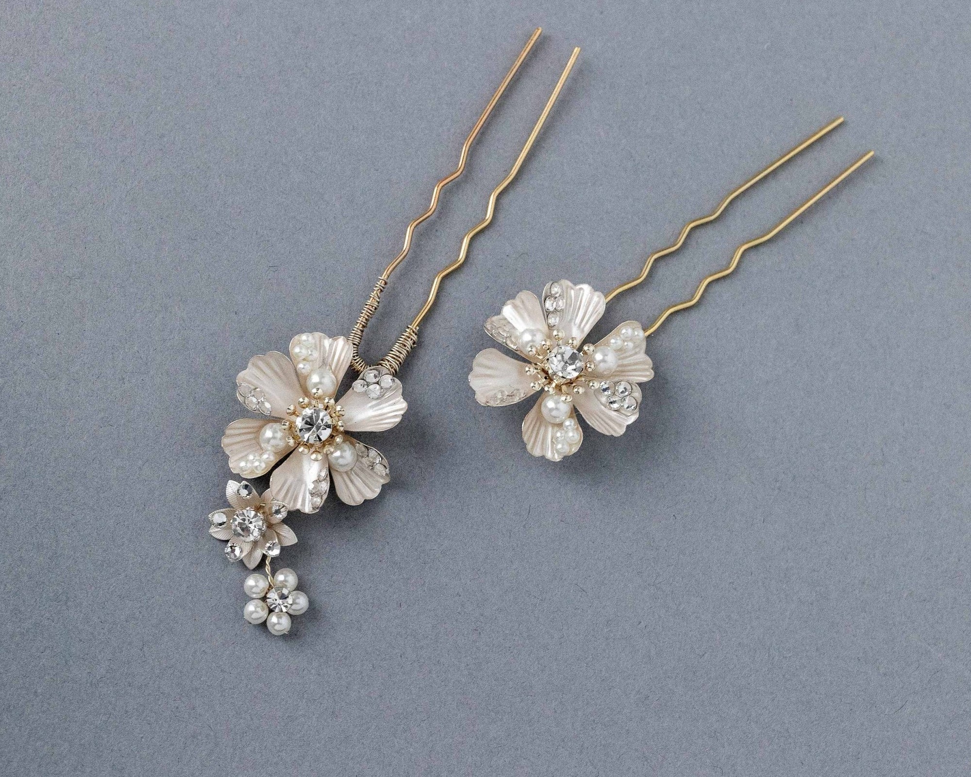 Matte Gold Flower Hair Pin Set - Hair Pins - Cassandra Lynne