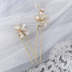 Matte Gold Flower Hair Pin Set - Hair Pins - Cassandra Lynne