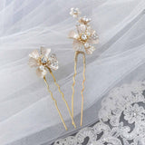 Matte Gold Flower Hair Pin Set - Hair Pins - Cassandra Lynne