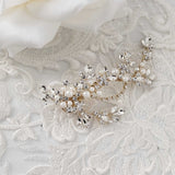 Matte Pearls and Flower Buds Gold Bridal Clip - Hair Clips - Cassandra Lynne