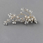 Matte Pearls and Flower Buds Gold Bridal Clip - Hair Clips - Cassandra Lynne