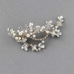 Matte Pearls and Flower Buds Gold Bridal Clip - Hair Clips - Cassandra Lynne