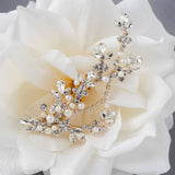 Matte Pearls and Flower Buds Gold Bridal Clip - Hair Clips - Cassandra Lynne