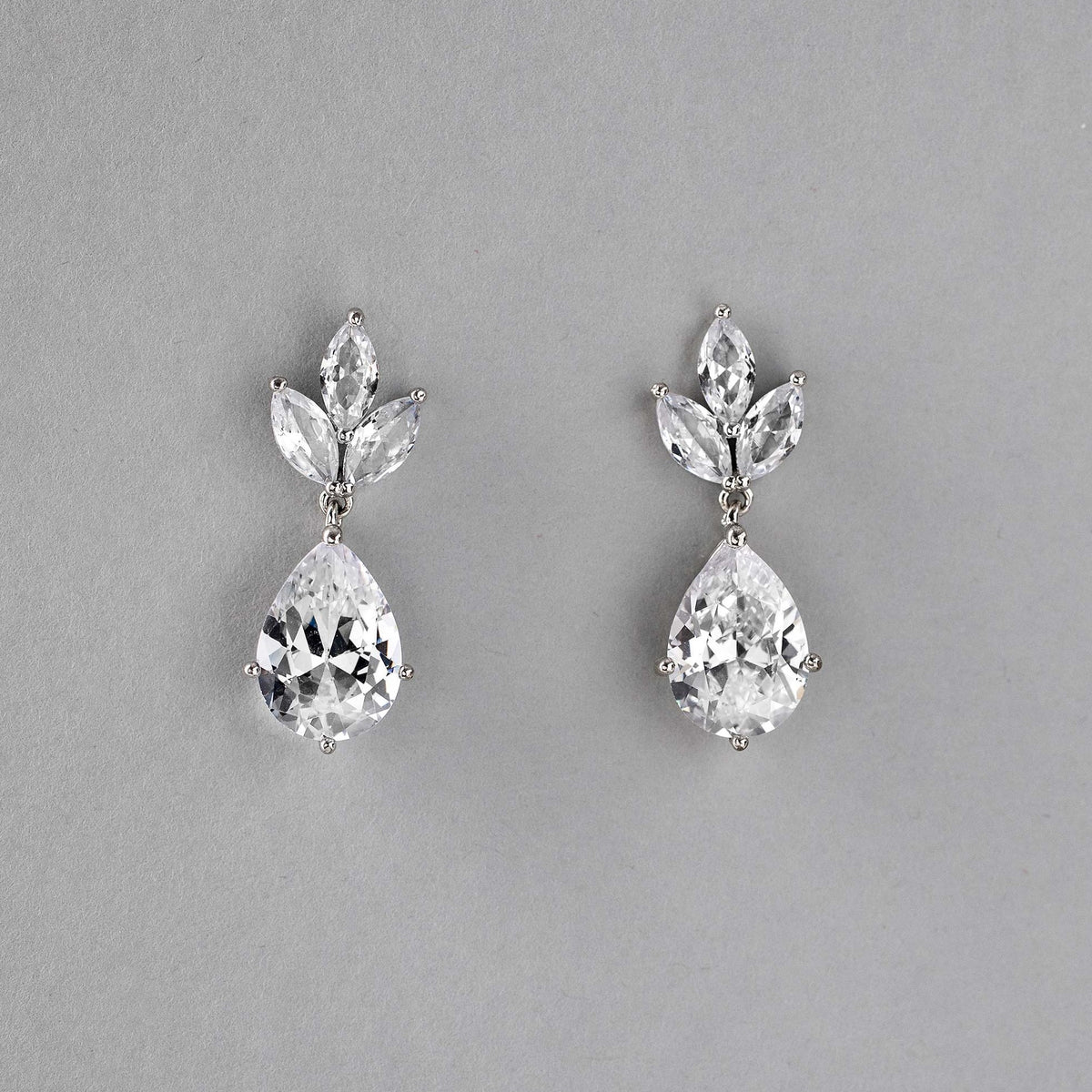 Classic Wedding Earrings with CZ Pear Drop - Cassandra Lynne