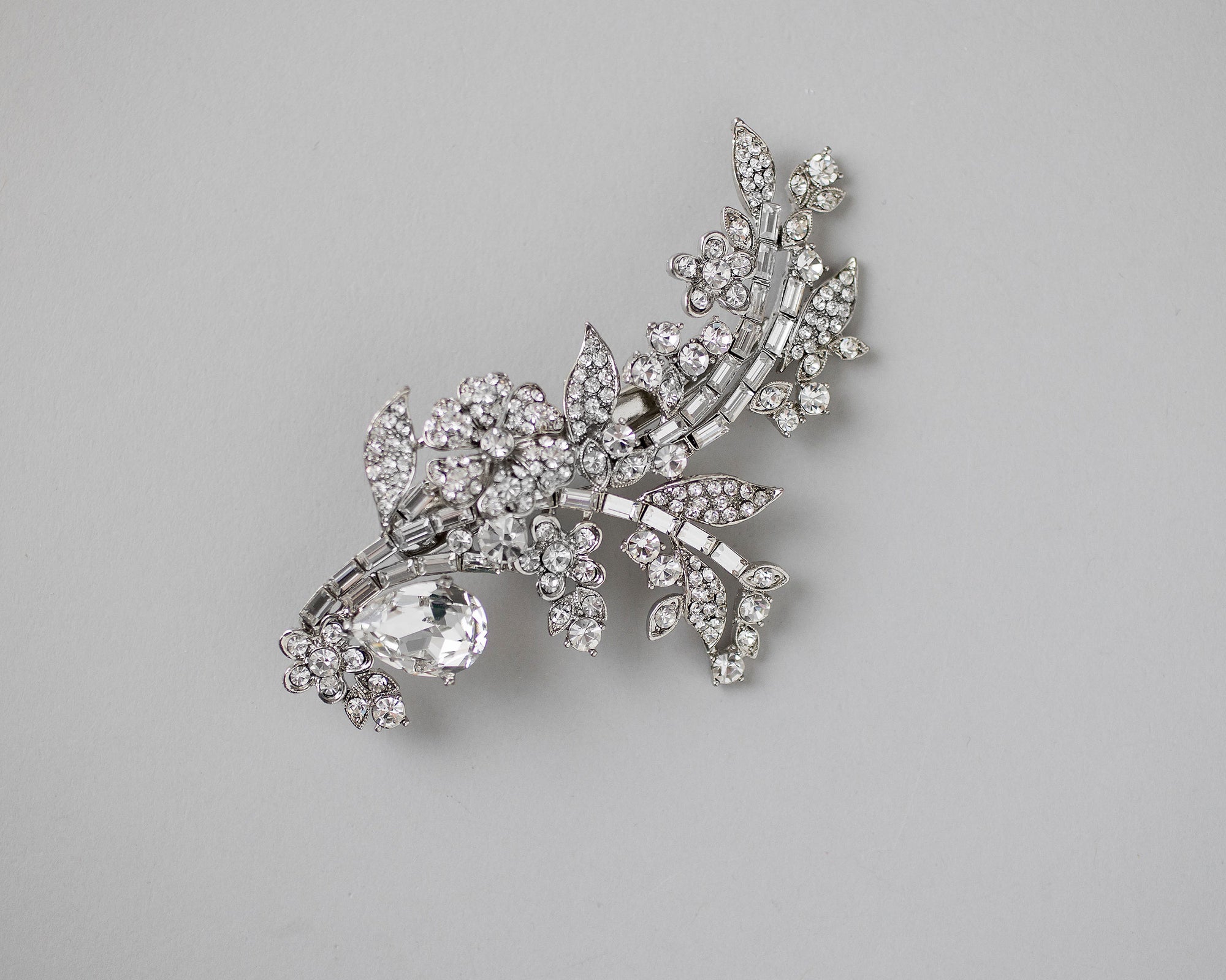 Bridal Hair Clip Bling in Antique Silver