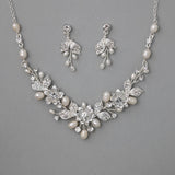 Metal Flowers Wedding Necklace Set - Necklace Set - Cassandra Lynne