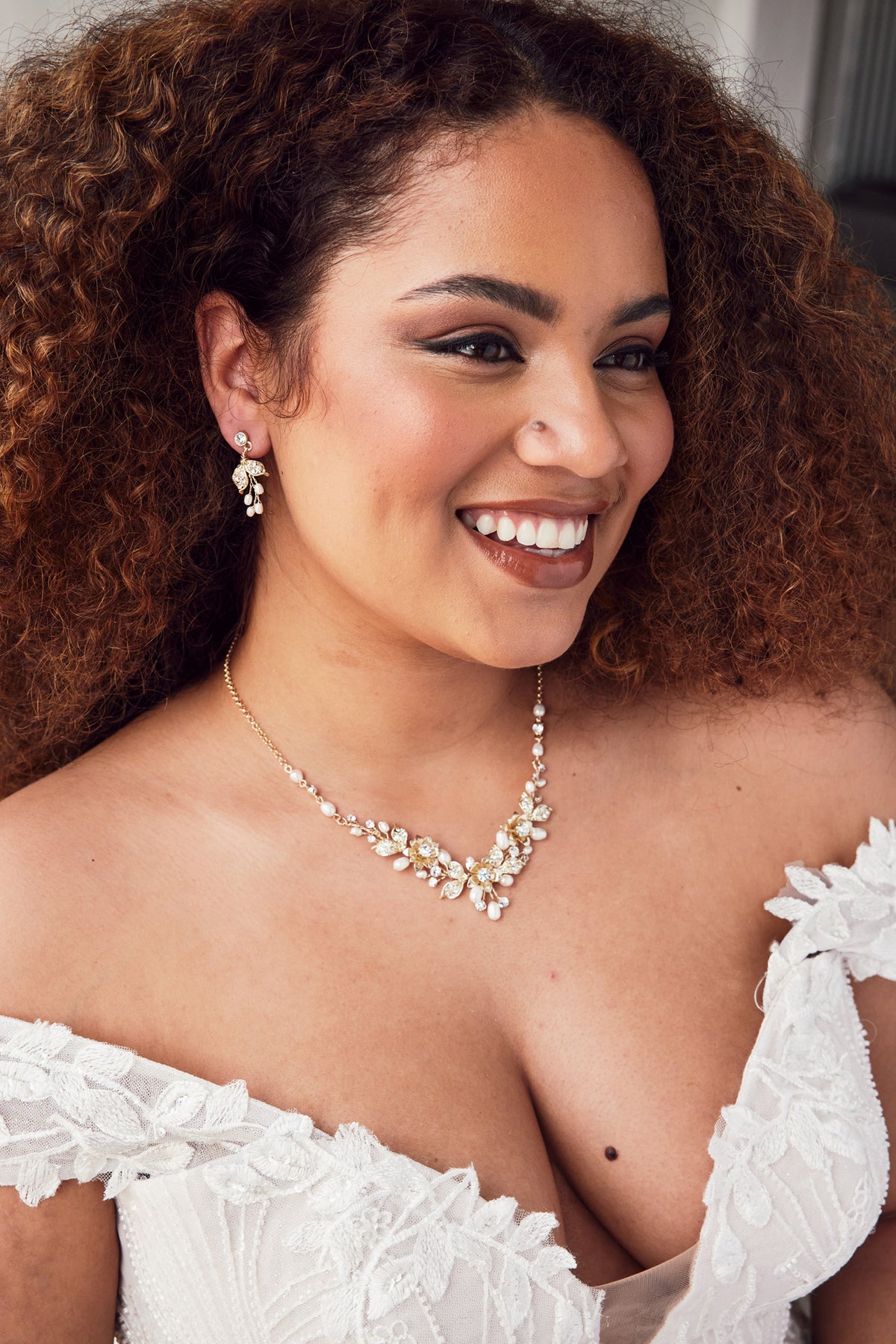 Metal Flowers Wedding Necklace Set - Cassandra Lynne