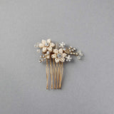 Mini Bridal Hair Comb with Gold Beaded Flowers - Hair Combs - Cassandra Lynne