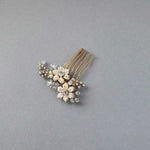 Mini Bridal Hair Comb with Gold Beaded Flowers - Hair Combs - Cassandra Lynne