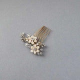 Mini Bridal Hair Comb with Gold Beaded Flowers - Hair Combs - Cassandra Lynne