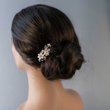 Mini Bridal Hair Comb with Gold Beaded Flowers - Hair Combs - Cassandra Lynne