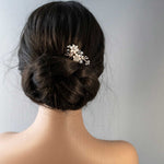 Mini Bridal Hair Comb with Gold Beaded Flowers - Hair Combs - Cassandra Lynne
