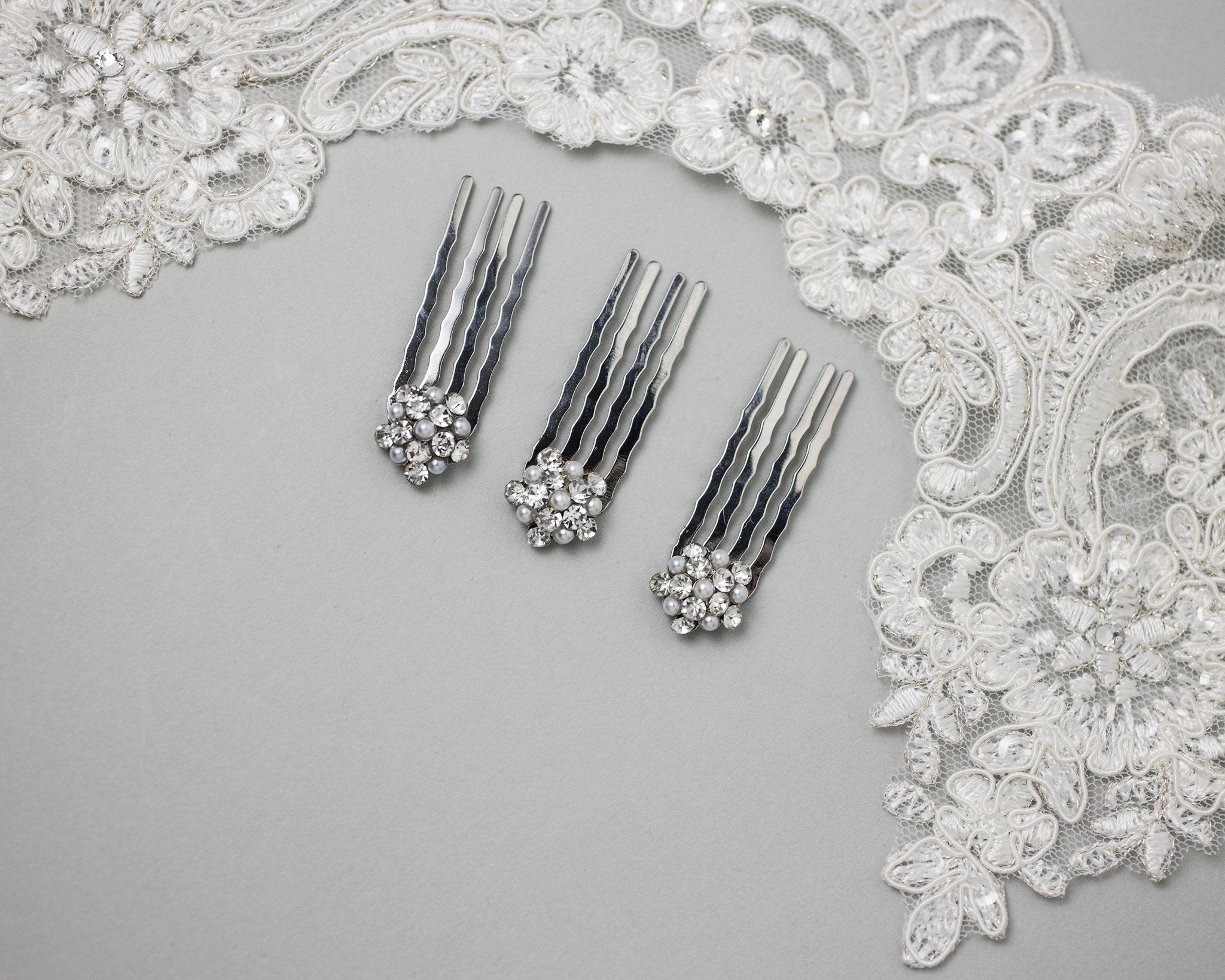 Mini Crystal and Pearl Comb Set - Hair Comb - Cassandra Lynne