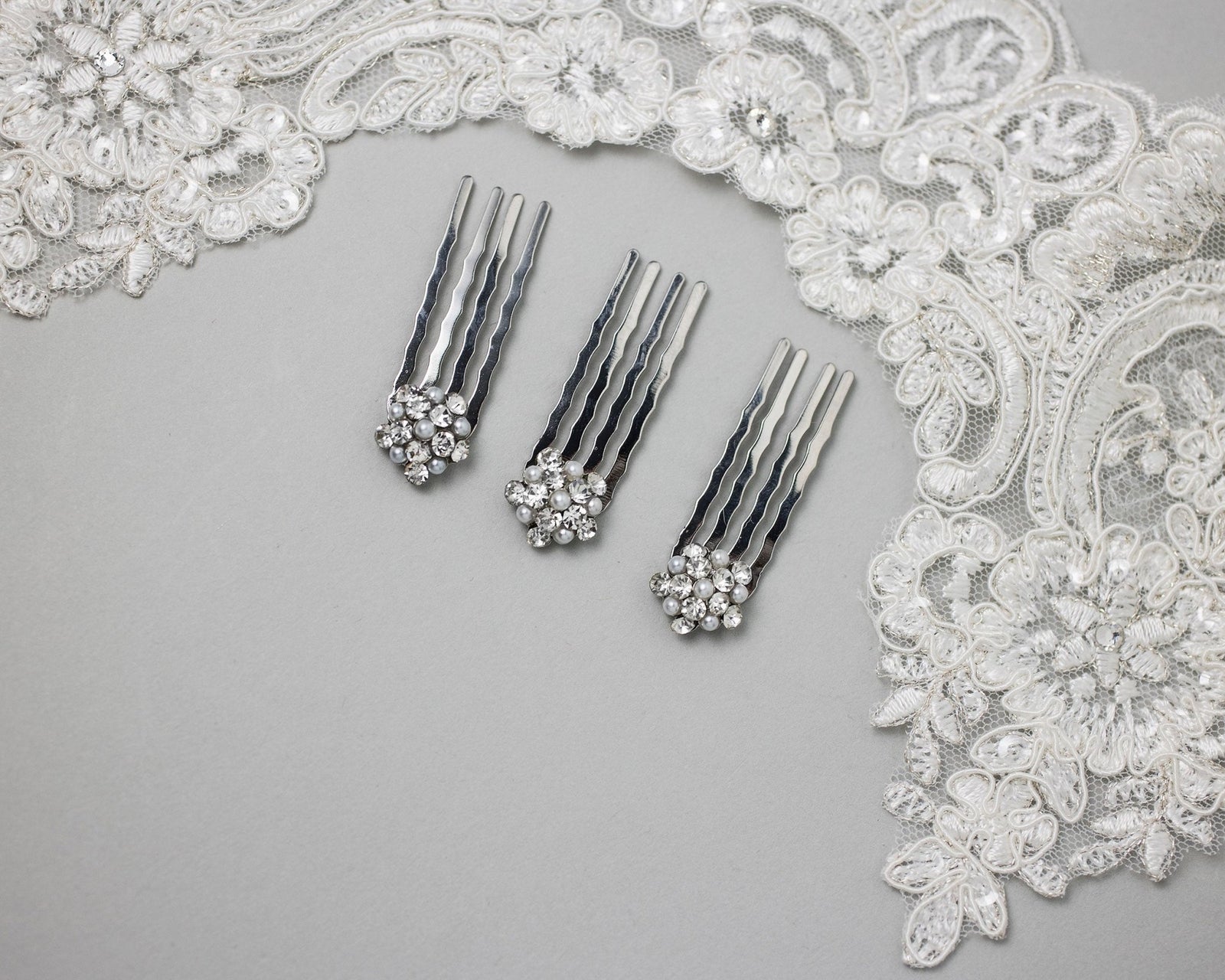 Mini Crystal and Pearl Comb Set - Hair Comb - Cassandra Lynne