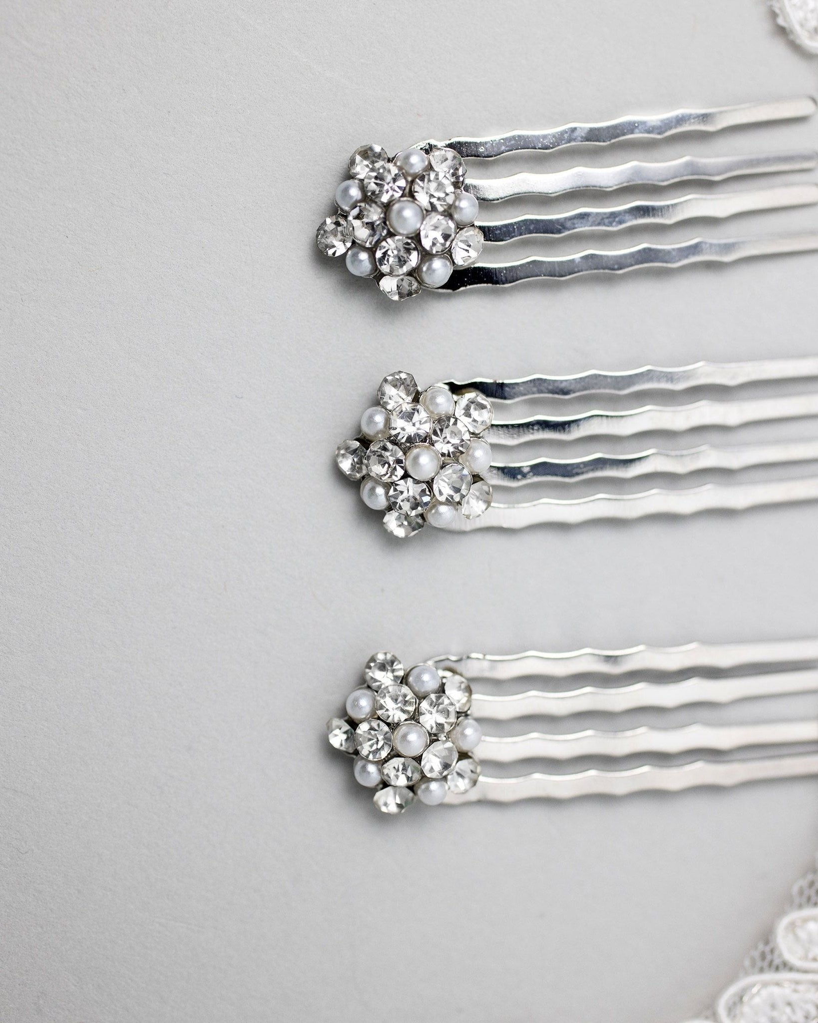 Mini Crystal and Pearl Comb Set - Hair Comb - Cassandra Lynne