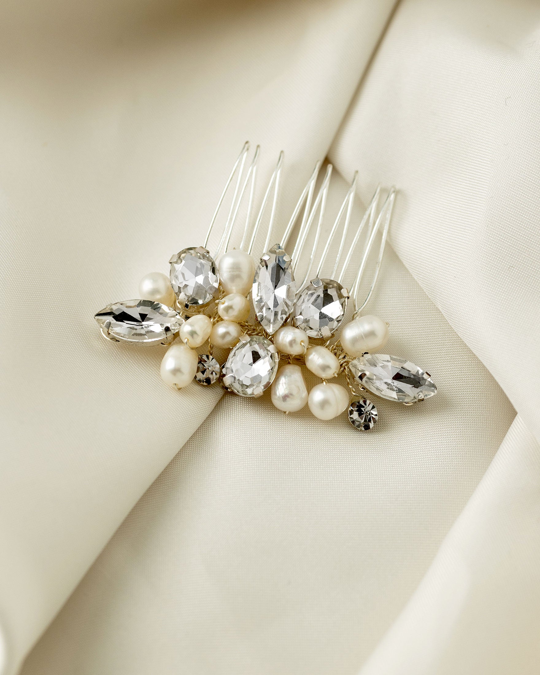 Mini Pearl and Rhinestone Crystal Hair Comb