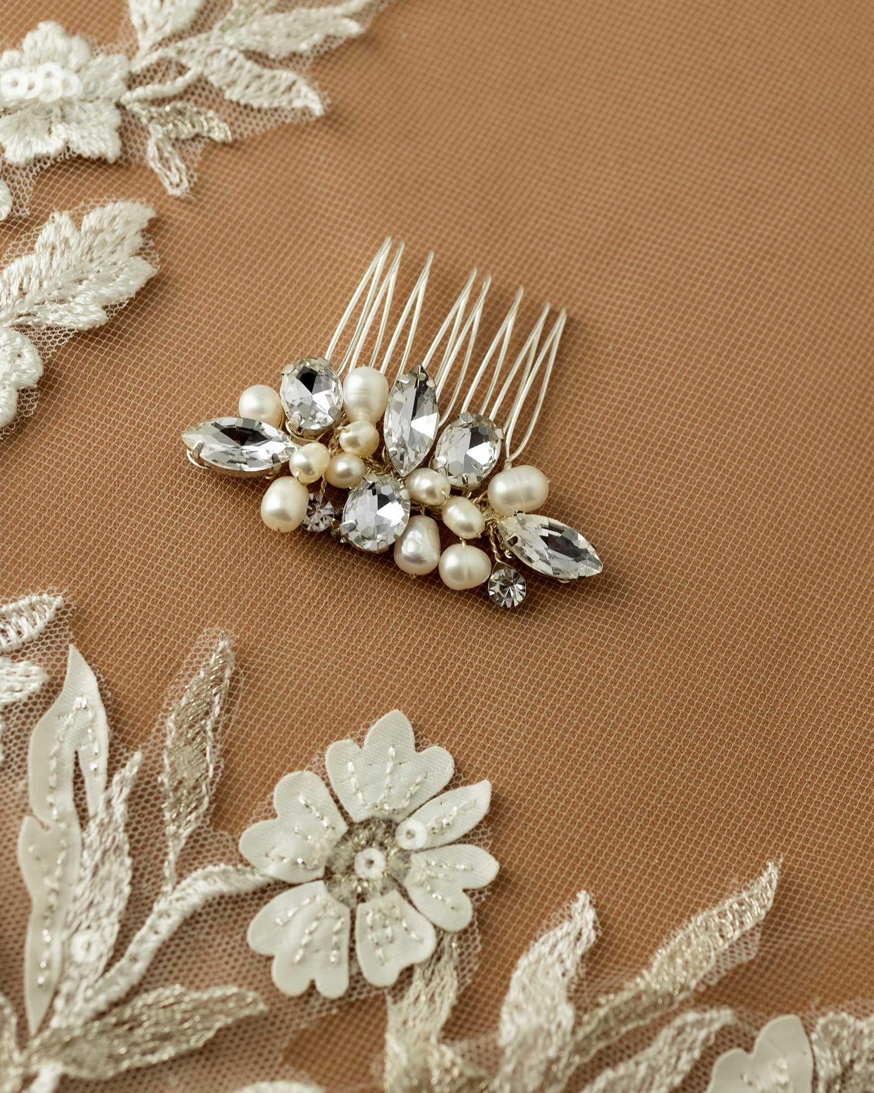 Mini Pearl and Rhinestone Crystal Hair Comb