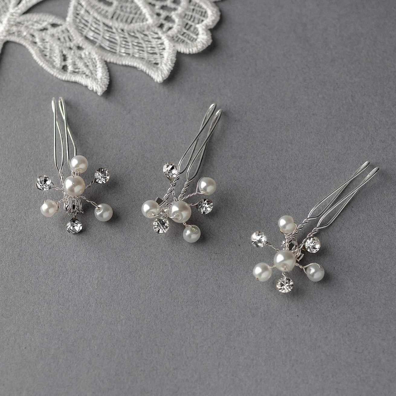 Mini Pearl and Rhinestone Hair Comb Set - Hair Comb - Cassandra Lynne
