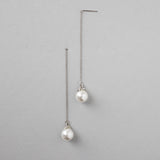 Minimalist Pearl Thread Earrings - Earrings - Cassandra Lynne