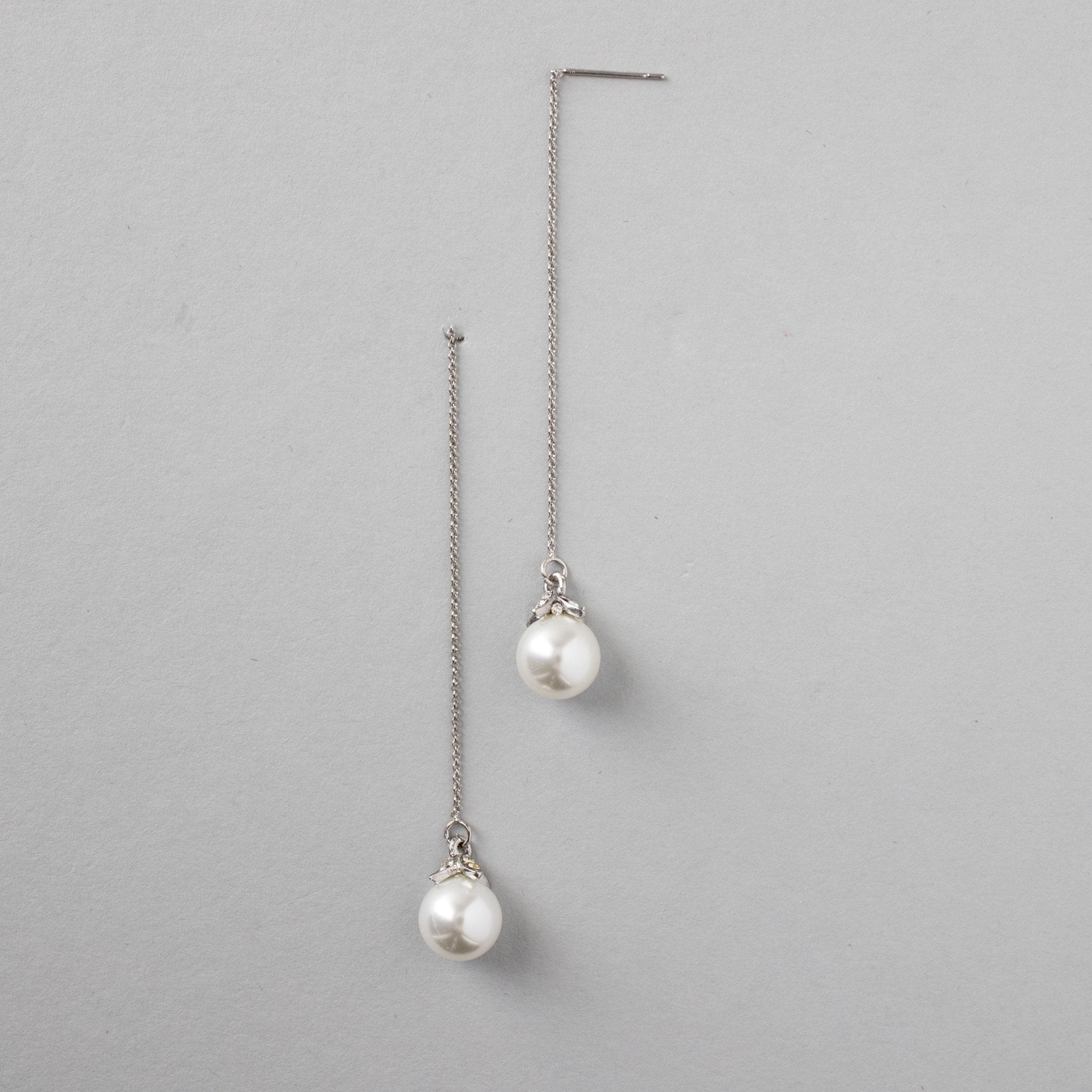 Minimalist Pearl Thread Earrings - Earrings - Cassandra Lynne