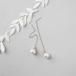 Minimalist Pearl Thread Earrings - Earrings - Cassandra Lynne