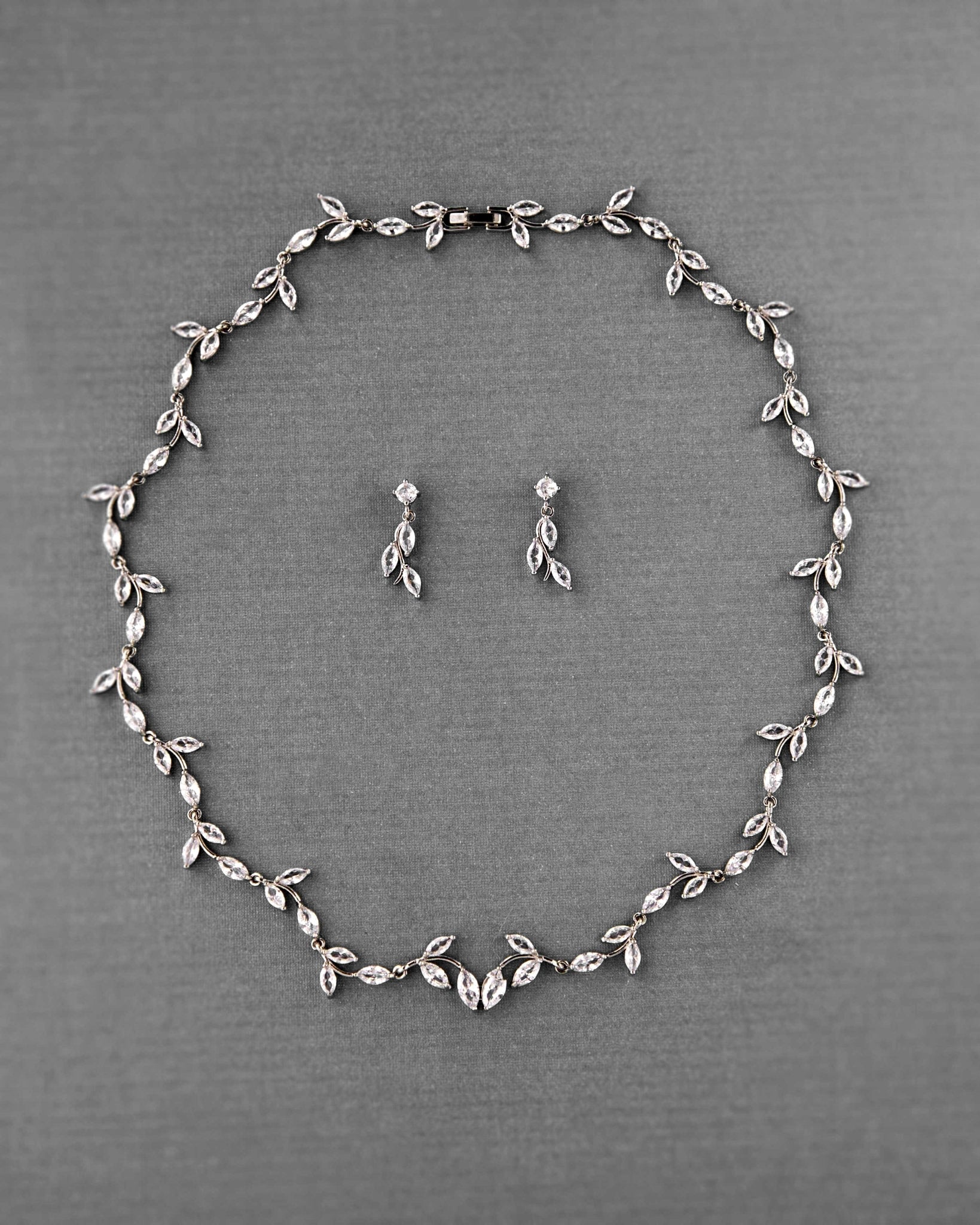 Minimalist Reflective Design CZ Vine Necklace Set - Necklace Set - Cassandra Lynne