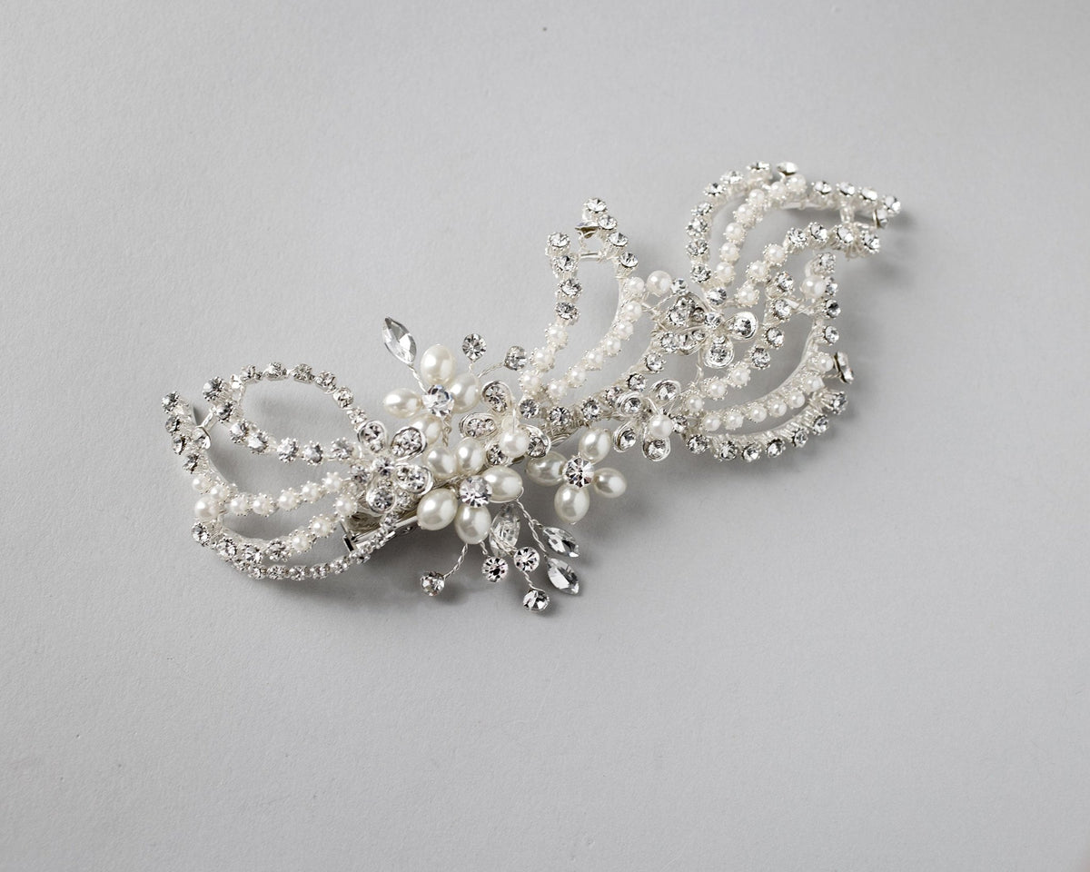 Modern Wave Pearl Wedding Clip - Hair Clips - Cassandra Lynne