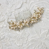 Narrow Gold Wedding Hair Comb - Hair Comb - Cassandra Lynne
