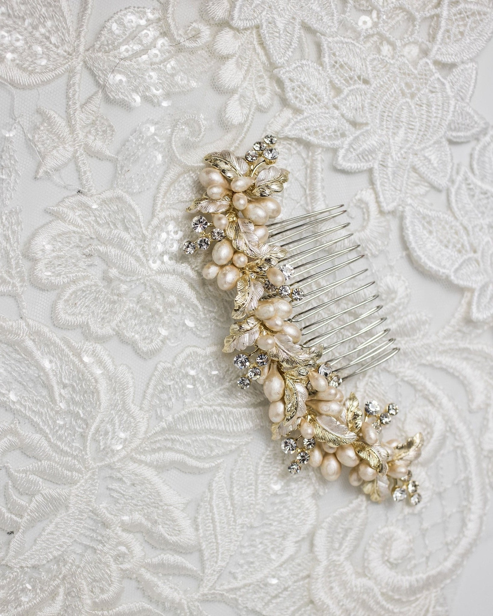 Narrow Gold Wedding Hair Comb - Hair Comb - Cassandra Lynne