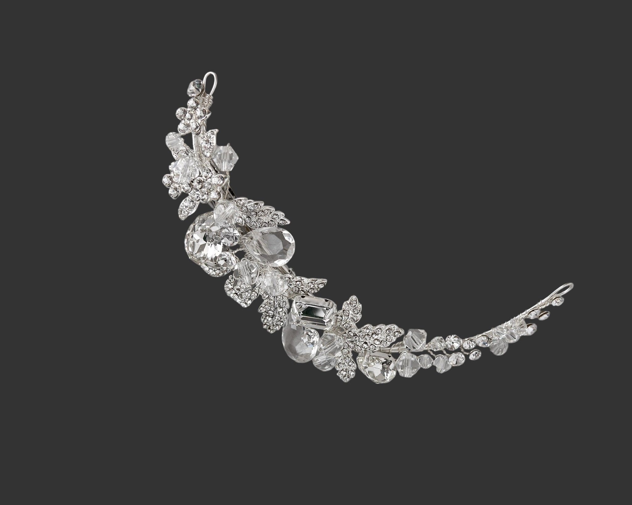Narrow Silver Bling Bridal Hair Clip - Hair Clips - Cassandra Lynne