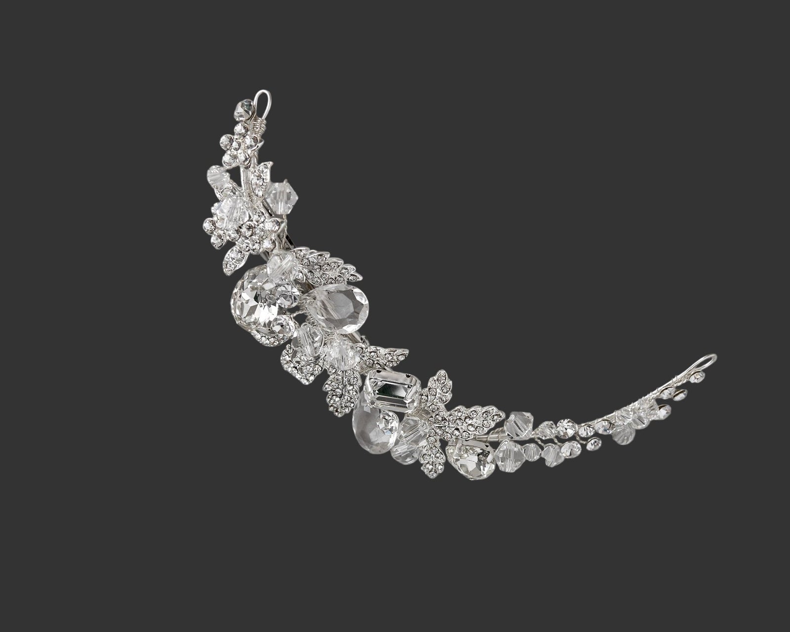 Narrow Silver Bling Bridal Hair Clip - Hair Clips - Cassandra Lynne