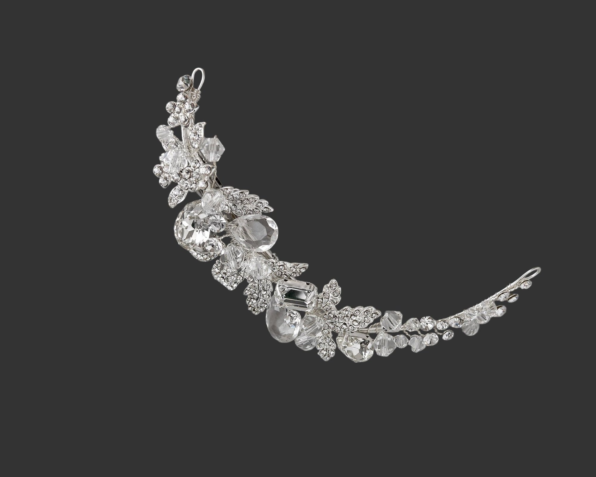 Narrow Silver Bling Bridal Hair Clip - Hair Clips - Cassandra Lynne