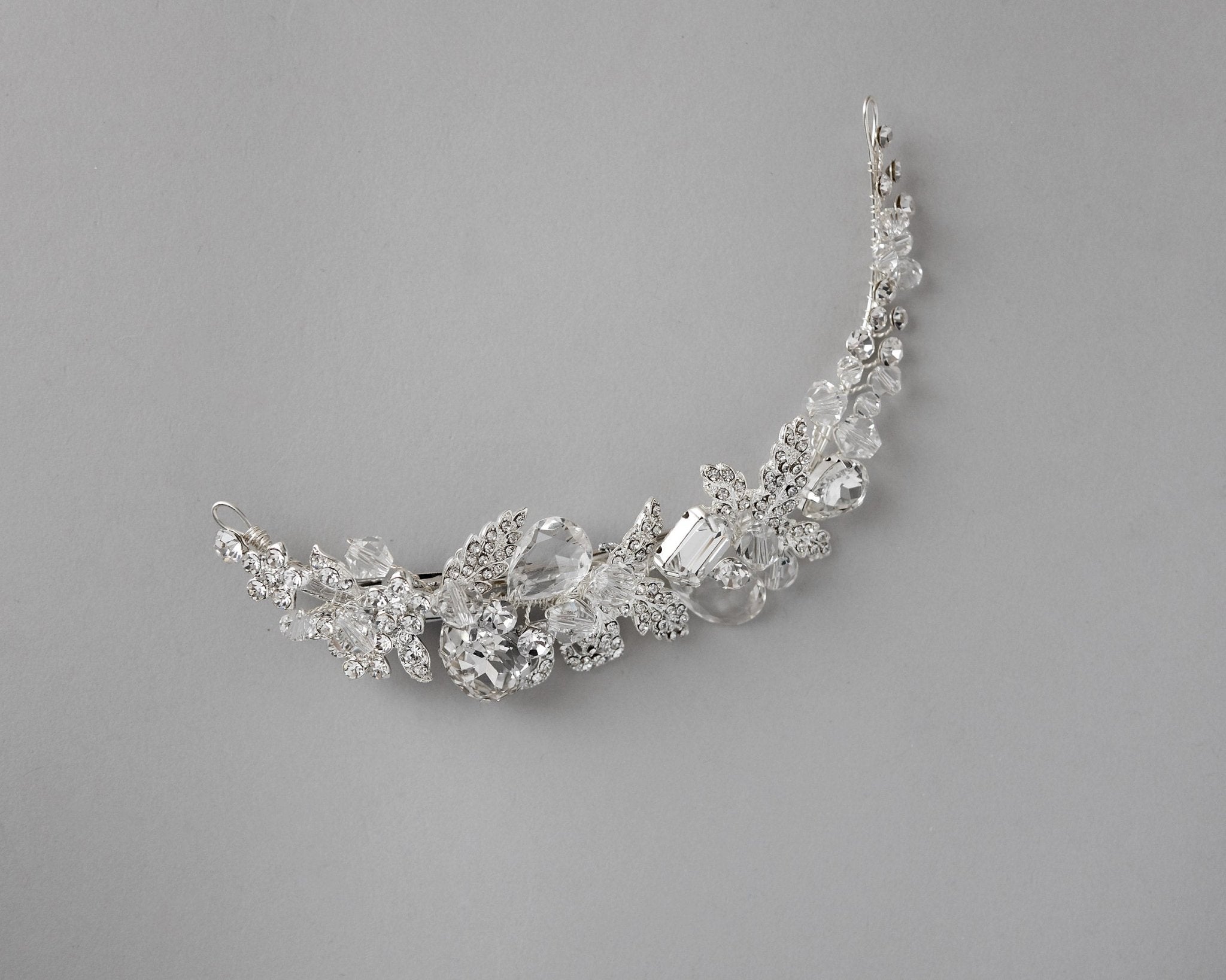 Narrow Silver Bling Bridal Hair Clip - Hair Clips - Cassandra Lynne